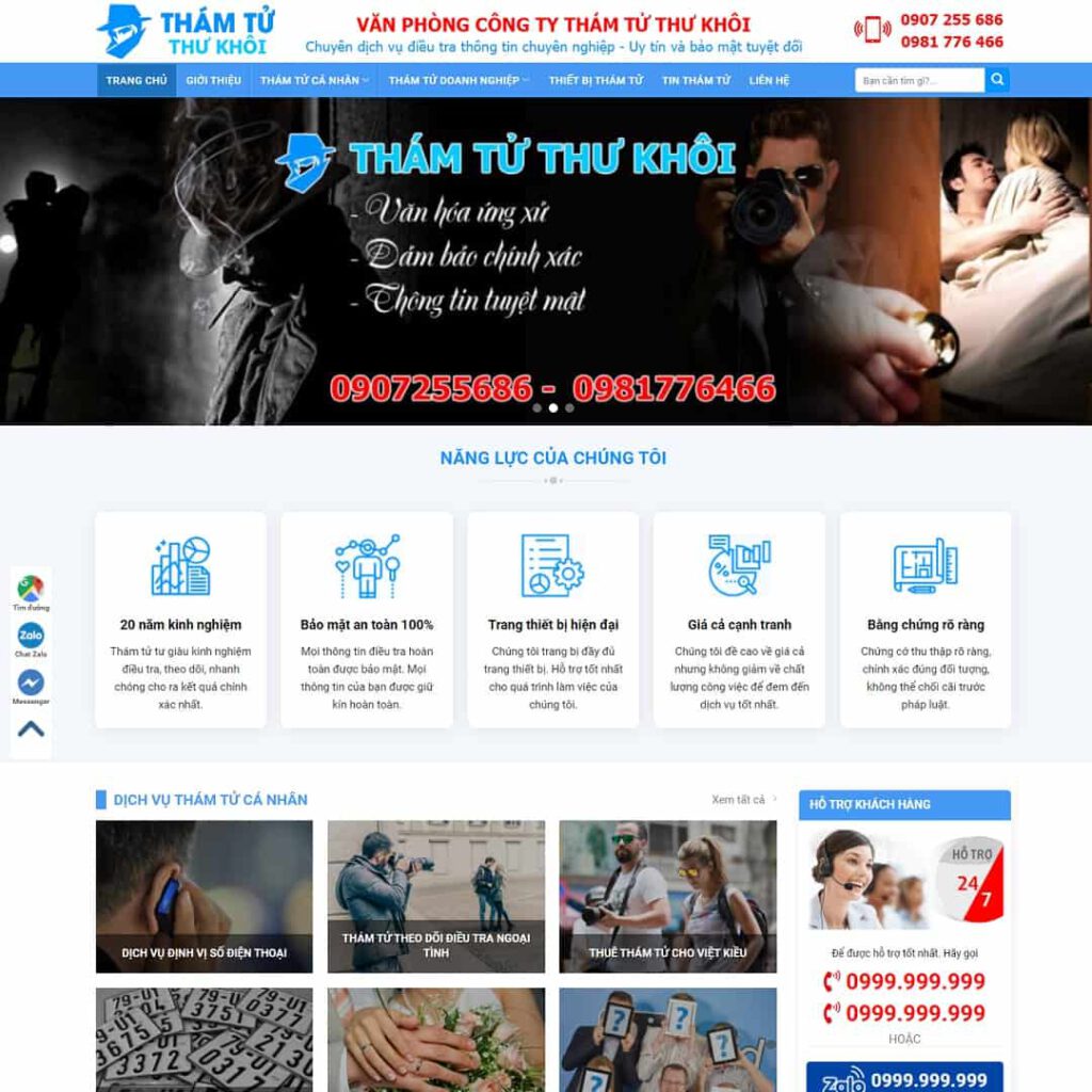 Theme WordPress công ty, dịch vụ thám tử